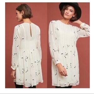 Anthropology Feather Bone Feuille Embroidered Tunic Dress Beige size: 8